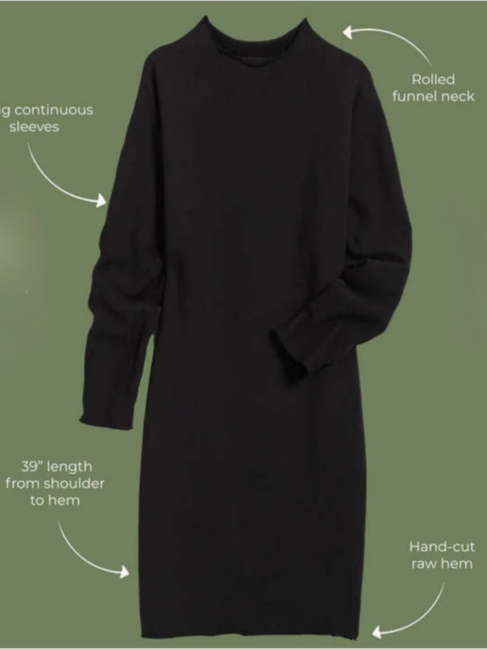 Frank & Eileen Izzie Sweatshirt Party Dress Funnel Neck Midi Black Fleece Size M - Picture 3 of 9